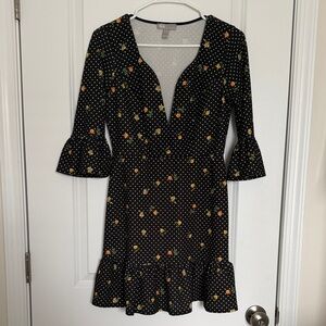 ASOS Floral Black Dress with Polka Dot Pattern